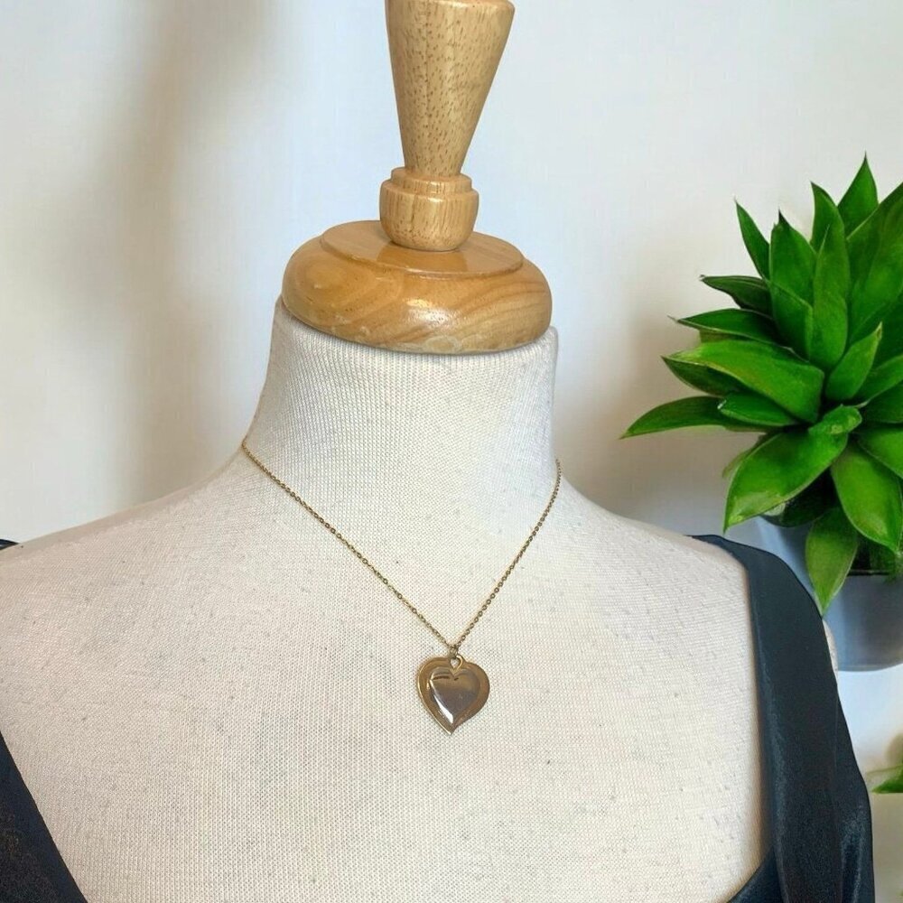 Vintage Artistry Two Tone Heart Pendant Signed